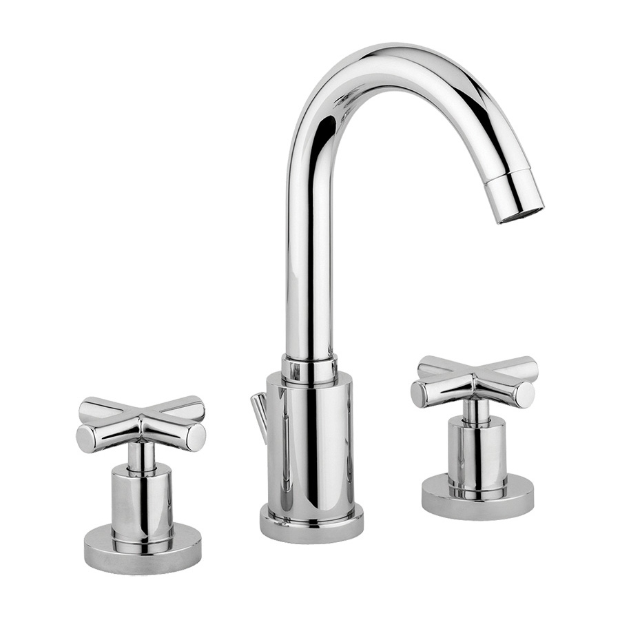 7612A Смеситель для раковины Giulini G3 на 3 отверстия, поворотный излив, с донным клапаном (цвет - хром)