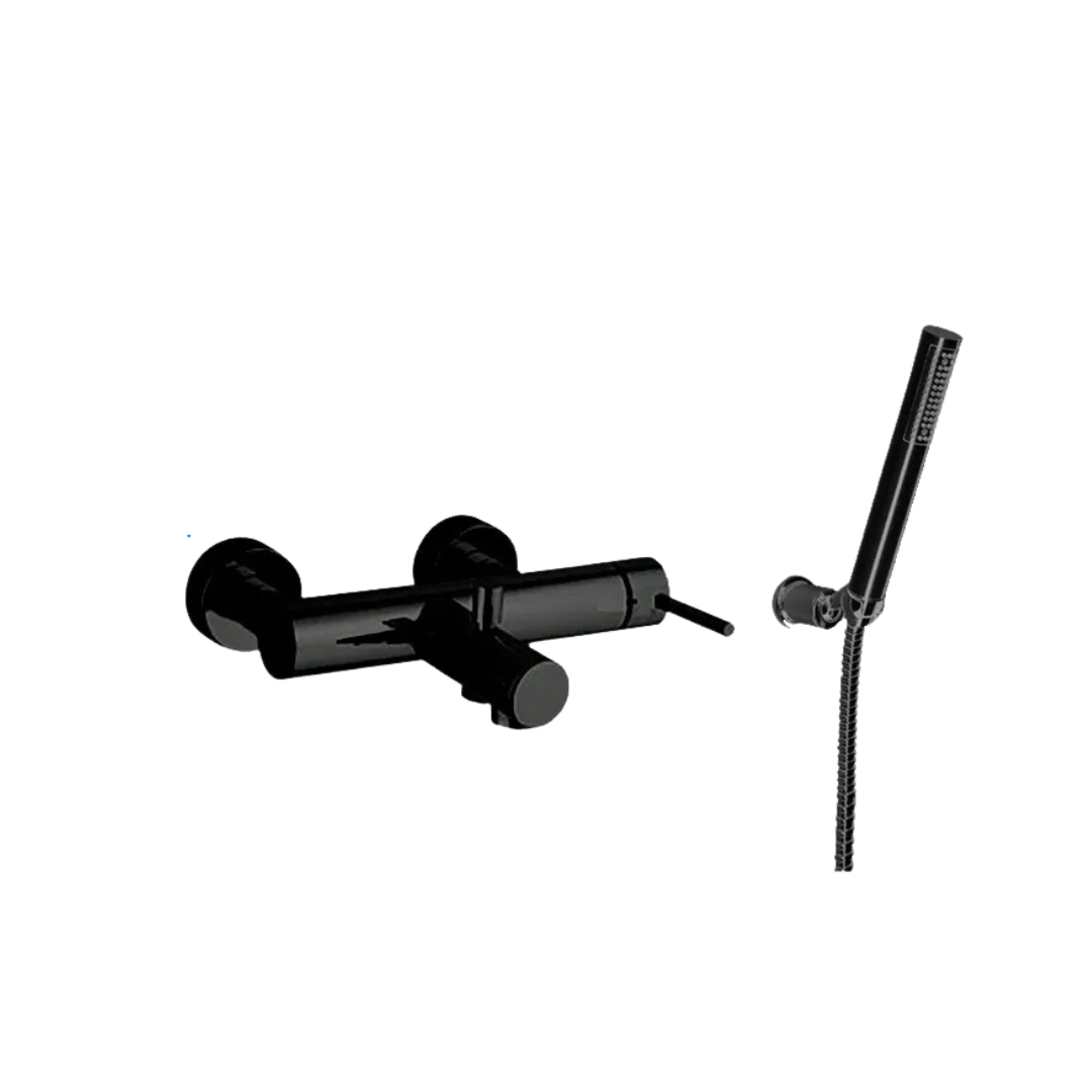 6501-01NO Однорычажный смеситель внешнего монтажа Giulini Futuro для ванны с душевым набором “Duplex” (цвет - черный матовый)