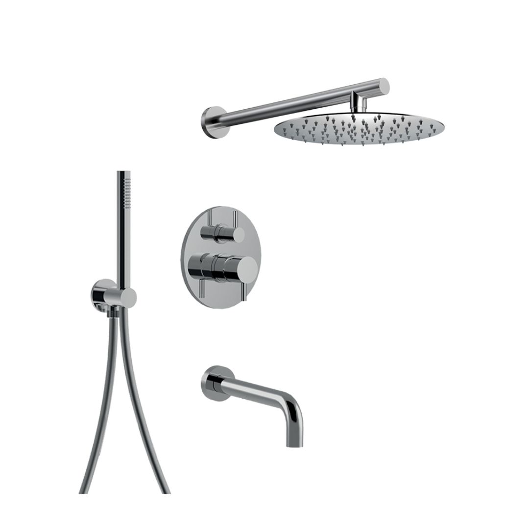 5970EP Внешняя часть для встраиваемого комплекта для душа Giulini My Future, на 3 режима, верхний душ Ø 250, ручной душ, излив на ванну (цвет - хром)