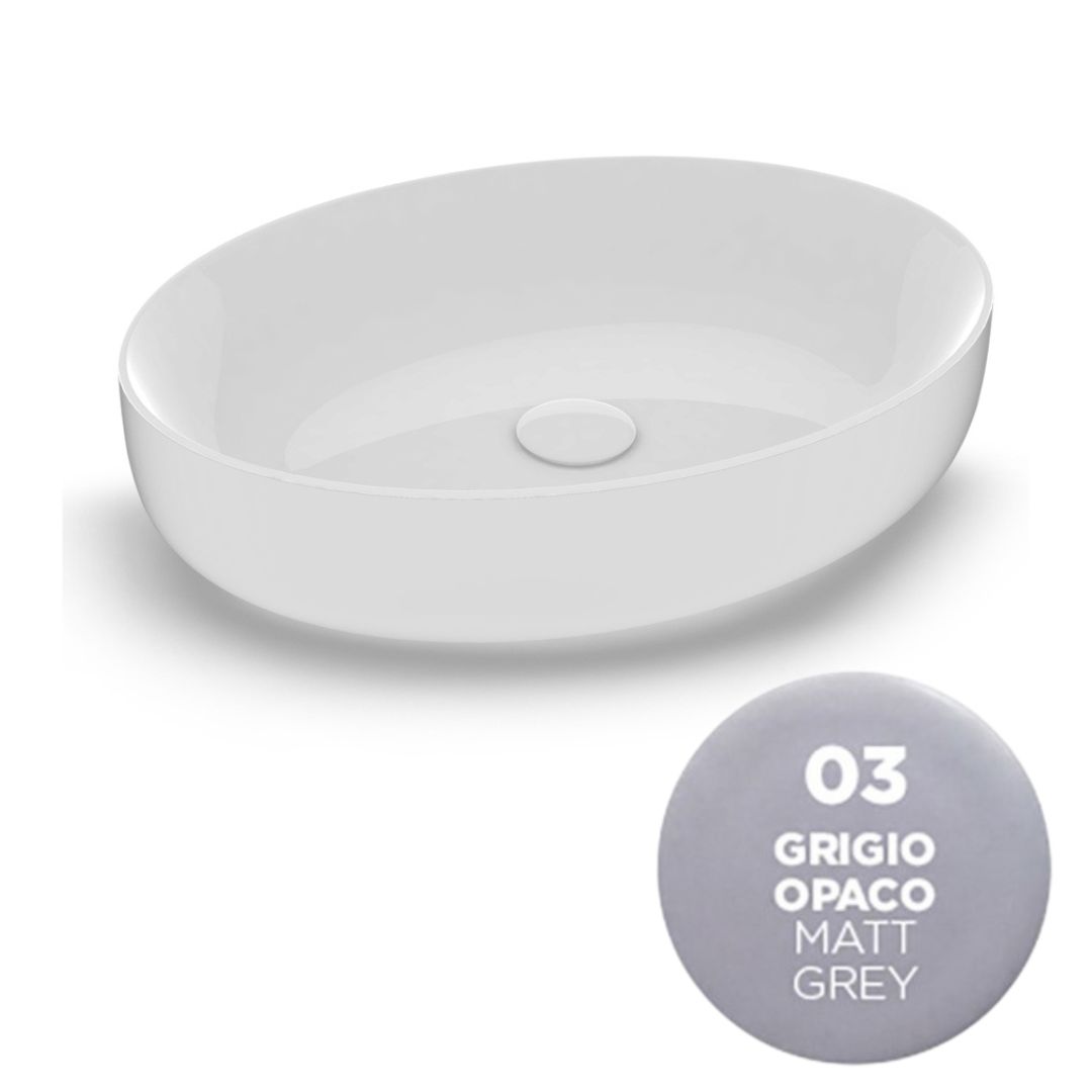 MET42O6003 Раковина Olympia Metamorfosi накладная, 55x42xh14 см (цвет - серый матовый)