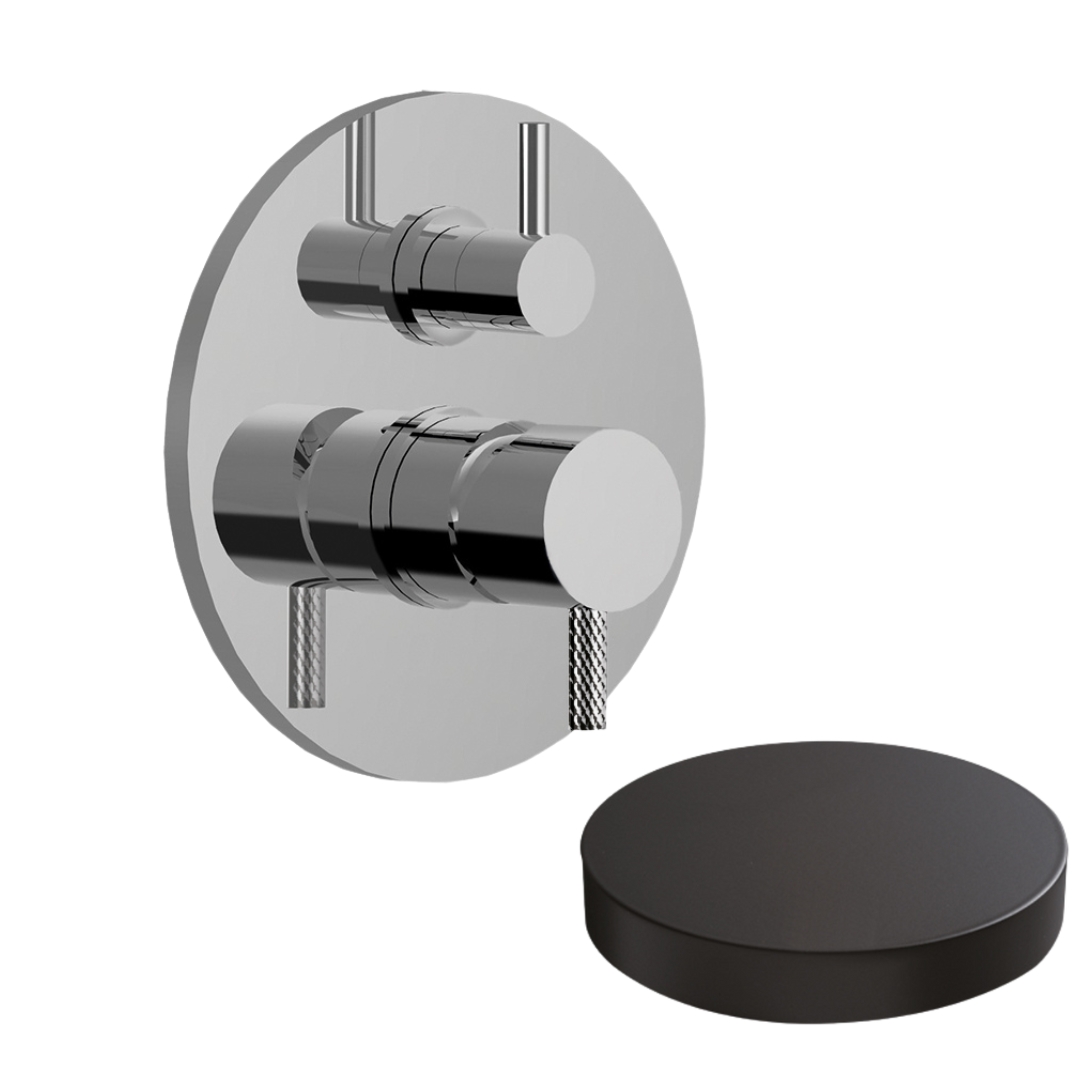 5964-2DEPNO Внешняя часть смесителя для душа Giulini My Future Deluxe встраиваемого с дивертером-рычагом, на 2 режима (цвет - черный матовый)