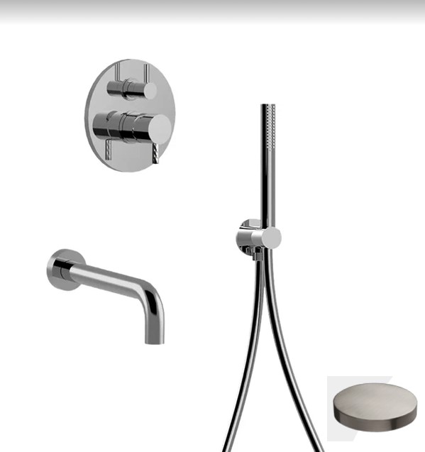 5903DDEPNKO Внешняя часть комплекта на ванную Giulini My Future Deluxe встраиваемого, смеситель, излив, ручной душ Duplex (цвет - никель матовый)