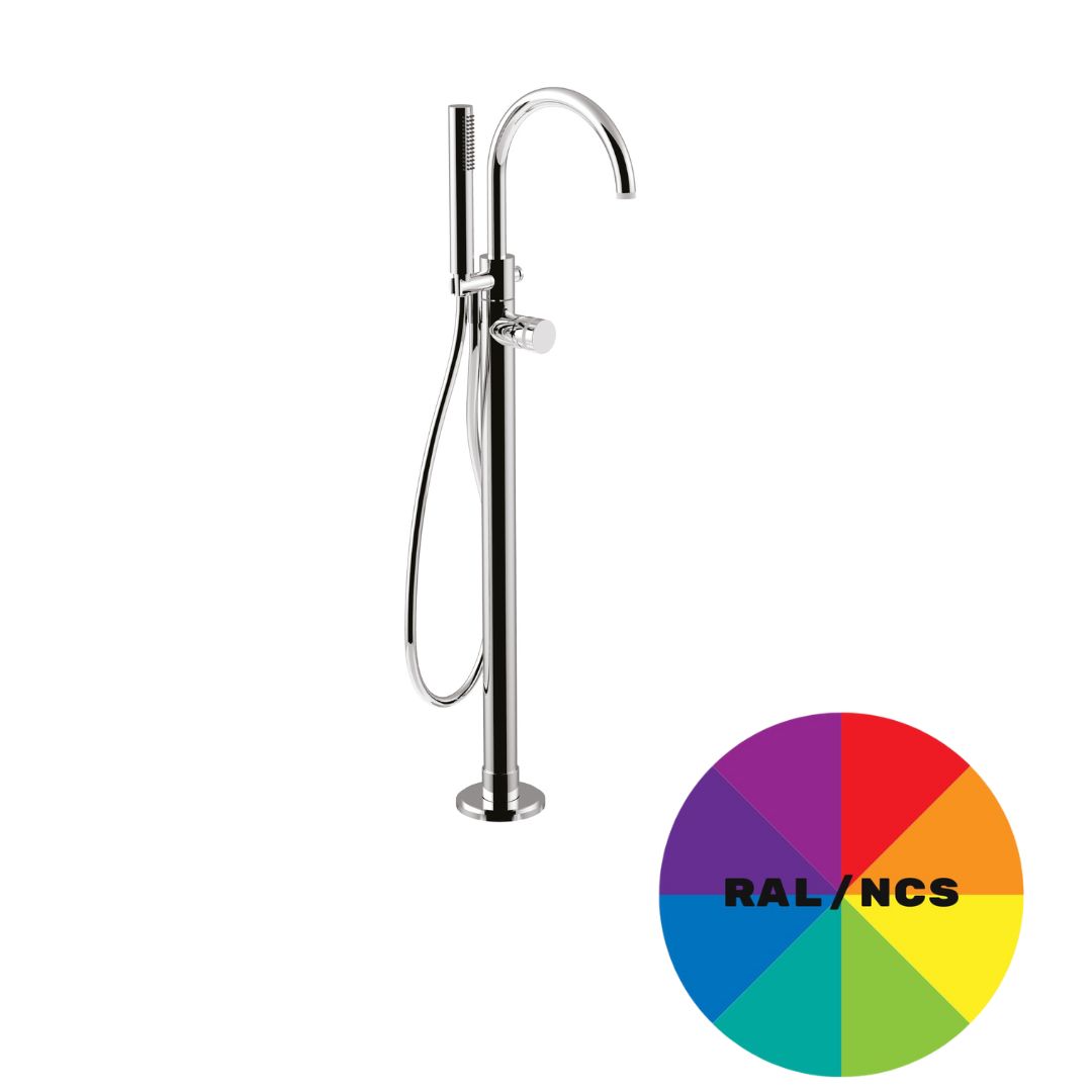 MR0092EPCCRAL Внешняя часть: Напольный смеситель для ванны Giulini My Ring отдельностоящий, излив, ручной душ  (цвет - Ral)