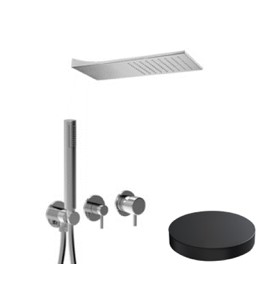 5988EPNO Внешняя часть для встраиваемого комплекта для душа Giulini My Future, поворотный переключатель, душевой набор, настенная душевая насадка из нержавеющей стали. (цвет - черный матовый)