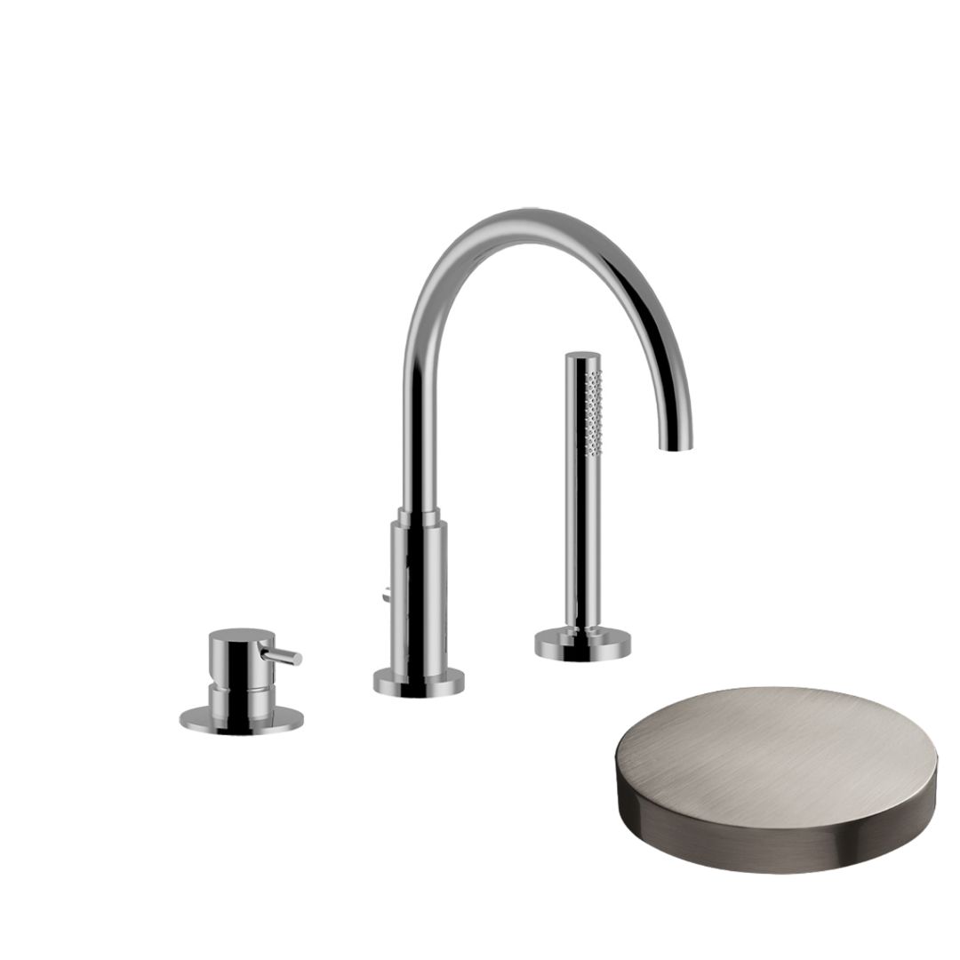 5965BDNKO Комплект на борт ванны Giulini My Future на 3 отверстия,излив с дивертером (цвет - матовый никель)