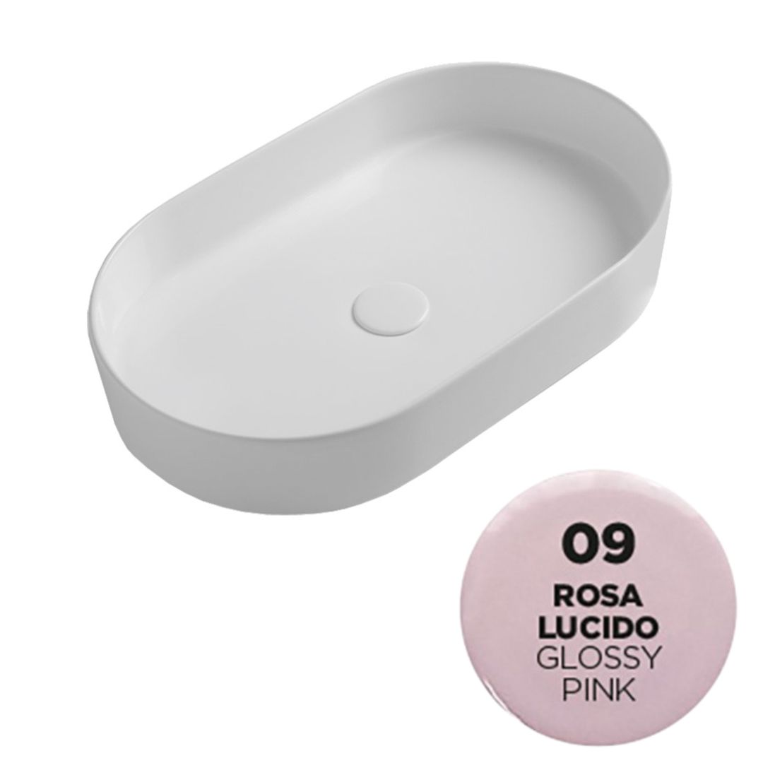 SMA42SO6009 Раковина накладная Olympia Smash, 60x36xh12 см (цвет - розовый глянцевый)