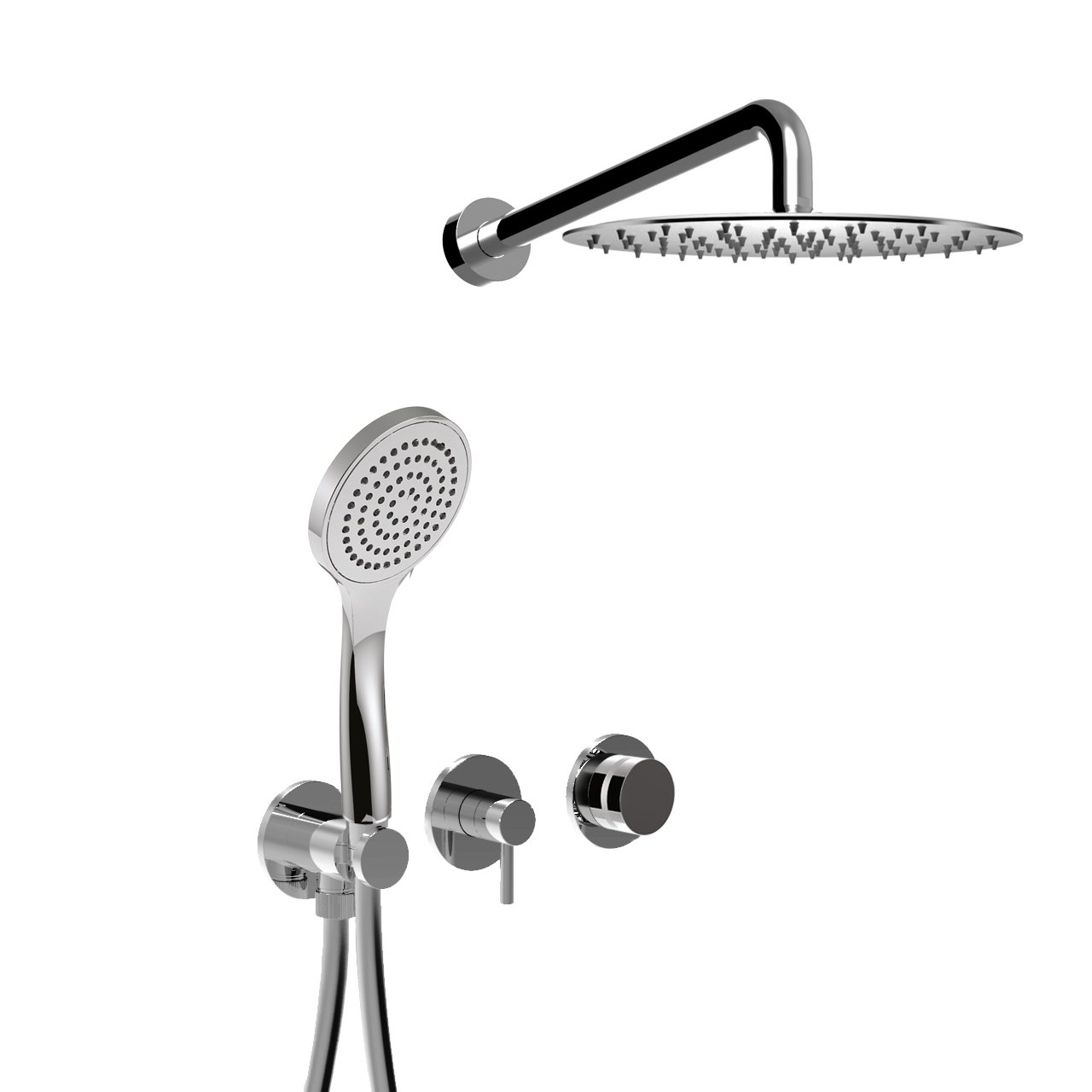 MR0086EP Внешняя часть: Встраиваемый душевой комплект Giulini My Ring на 2 режима, однорычажный,  с поворотны мпереключателем, ручной душ, кронштейн, верхний душ Ø 25 см  (цвет - хром)