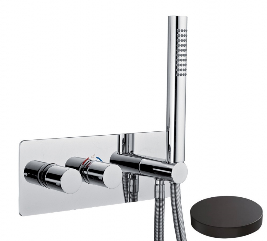 8279NO Встраиваемый термостатический смеситель Giulini, интегрированный душевой комплект + 2 дополнительных выхода воды, встраиваемый бокс (цвет - черный матовый)