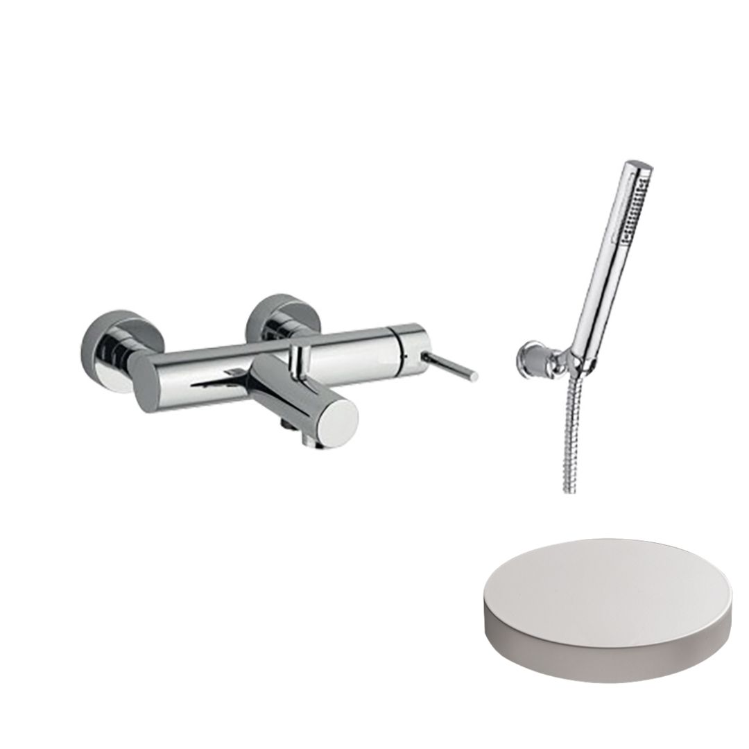 6501-01BO Однорычажный смеситель внешнего монтажа для ванны с душевым набором Giulini “Duplex” Futuro (цвет - белый матовый)