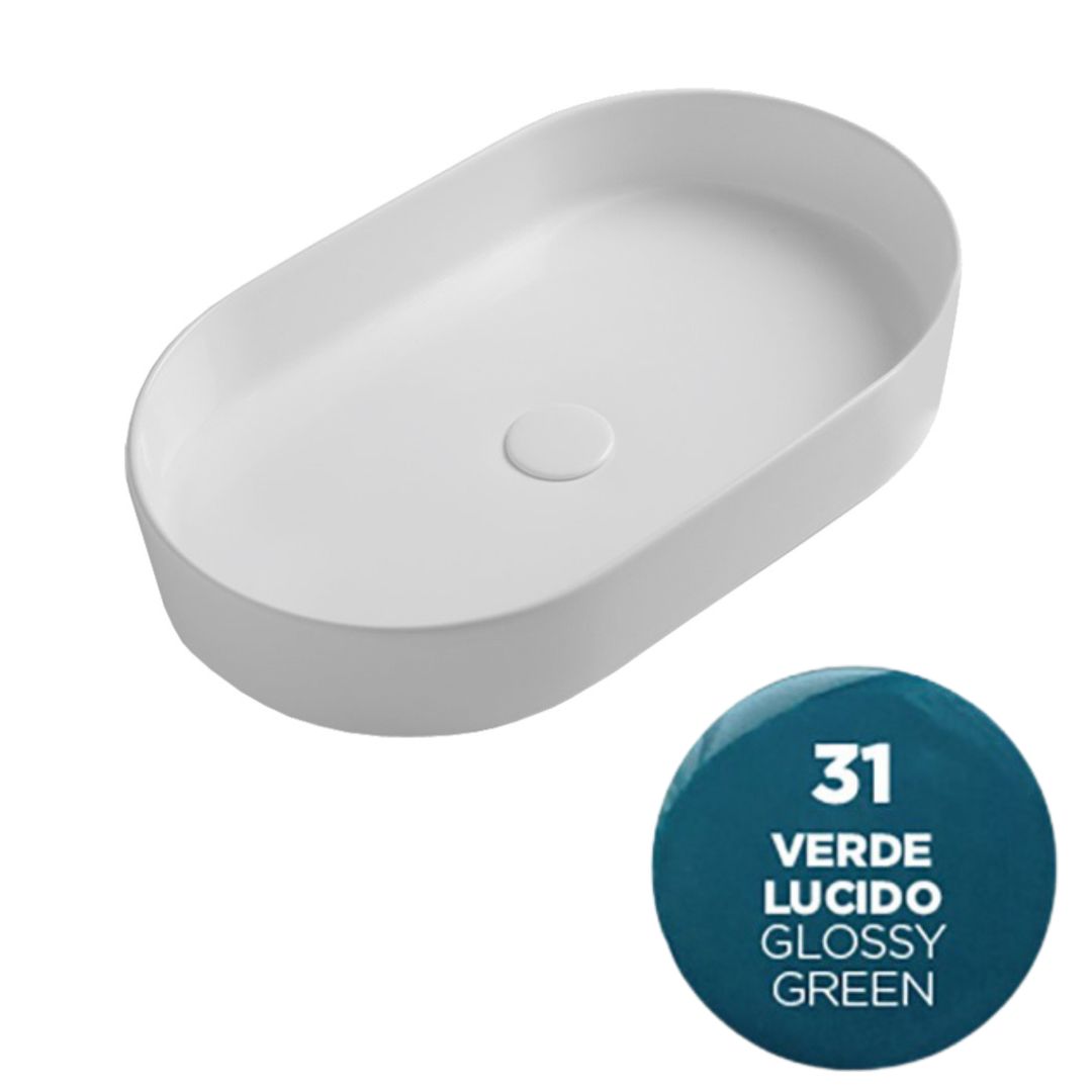 SMA42SO6031 Раковина накладная Olympia Smash, 60x36xh12 см (цвет - зеленый глянцевый)