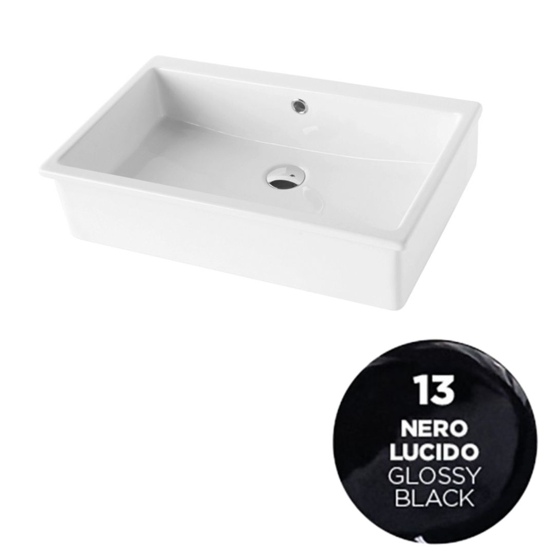 LIL4663013 Раковина встраиваемая/полувстраиваемая Olympia Dress 62.5х39.5 см (цвет - черный глянцевый)