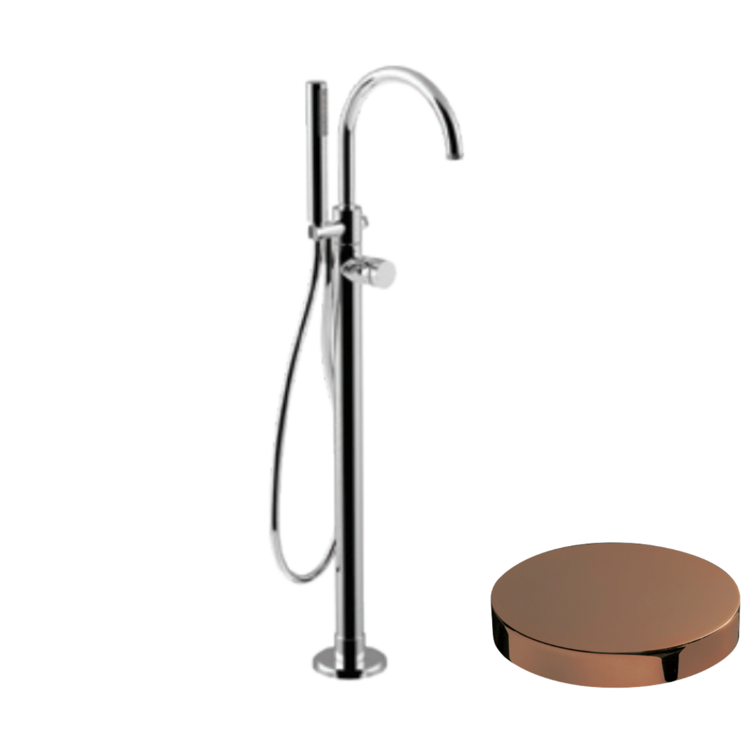 MR0092DLEPRG Внешняя часть смесителя для ванны Giulini My Ring Deluxe отдельностоящий, излив, ручной душ (цвет - золото розовое)