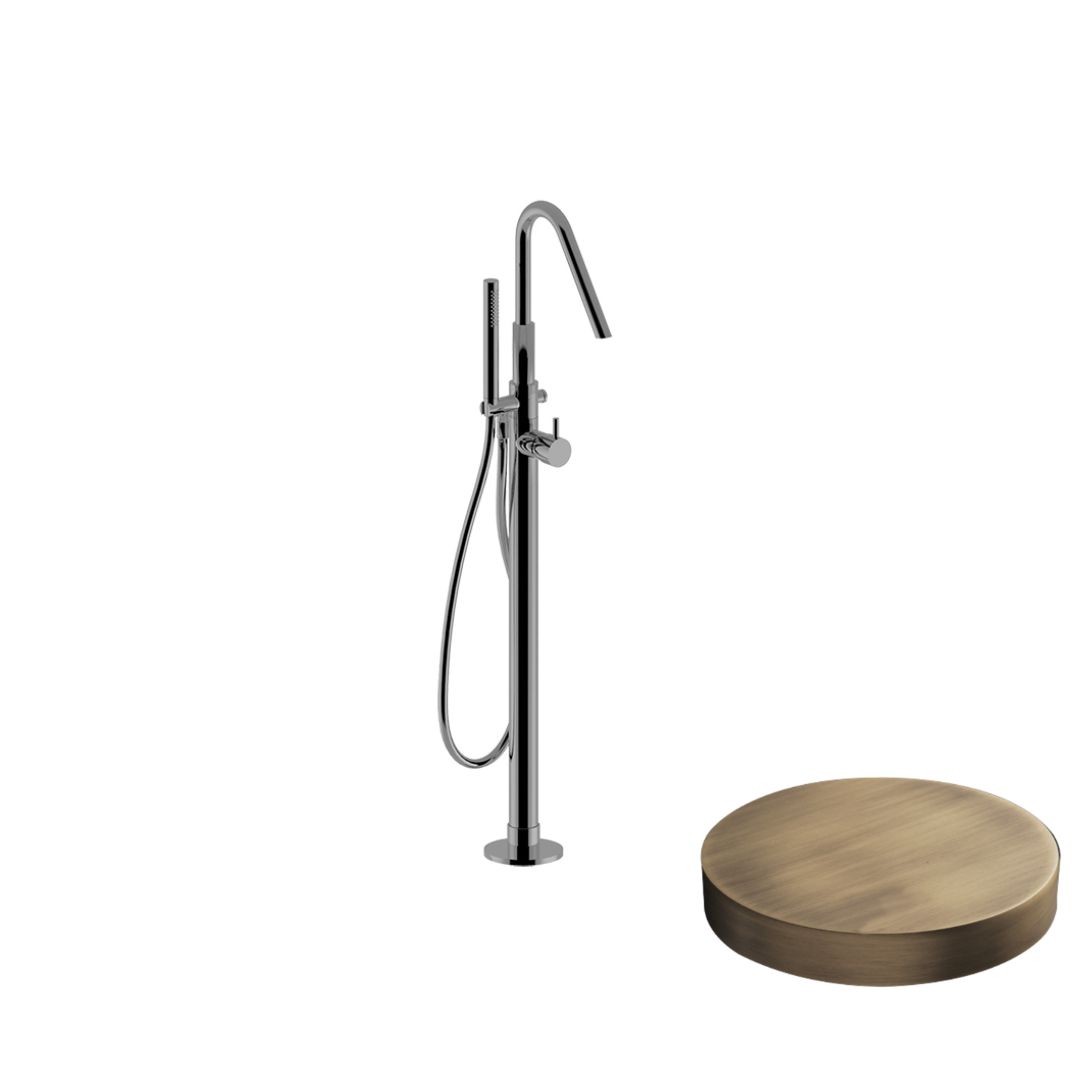 5992BROP Cмеситель для ванны Giulini My Future отдельностоящий, излив, ручной душ (цвет - бронза матовая)