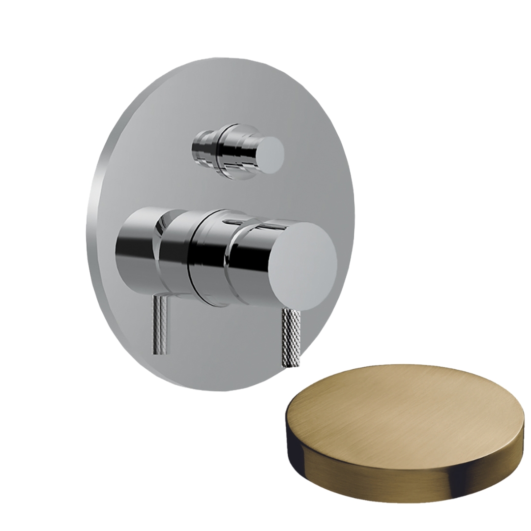 5963DEPOSP Внешняя часть смесителя для душа Giulini My Future Deluxe встраиваемого, на 2 режима, с кнопкой-переключателем (цвет - золото брашированное)