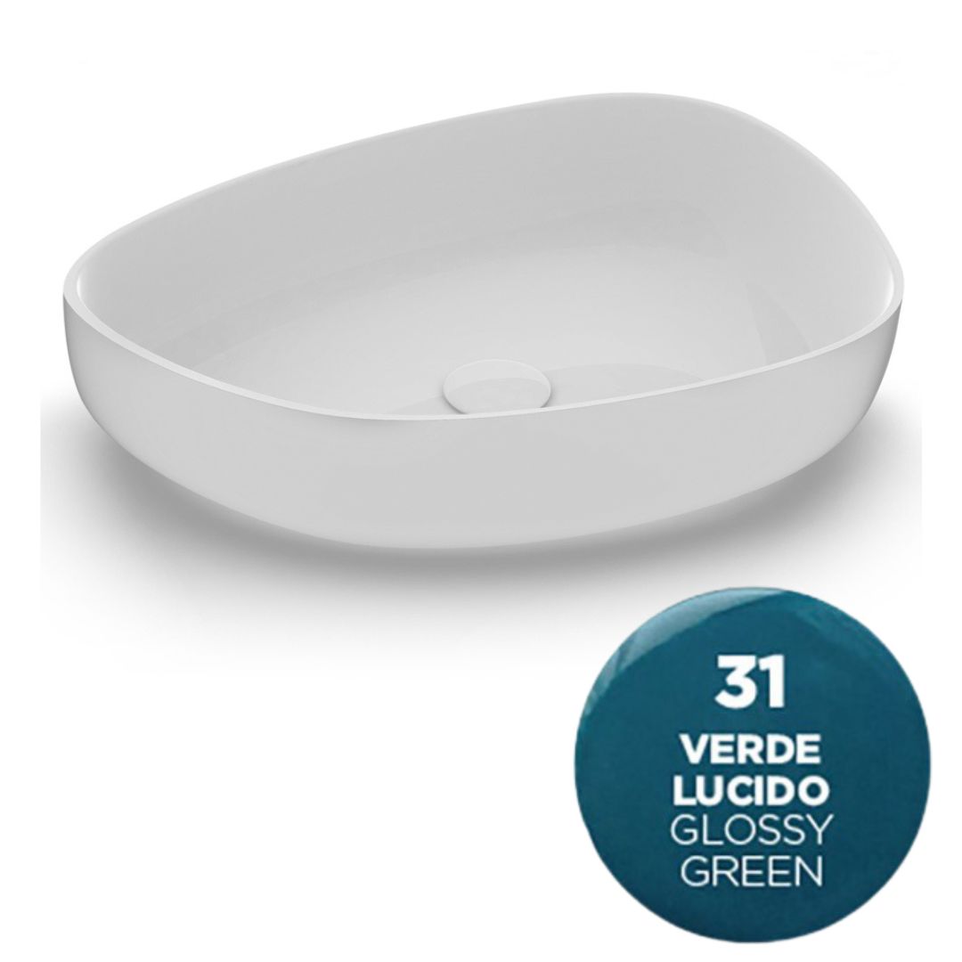 MET4255031 Раковина Olympia Metamorfosi накладная, 55x42xh14 см (цвет - зеленый глянцевый)