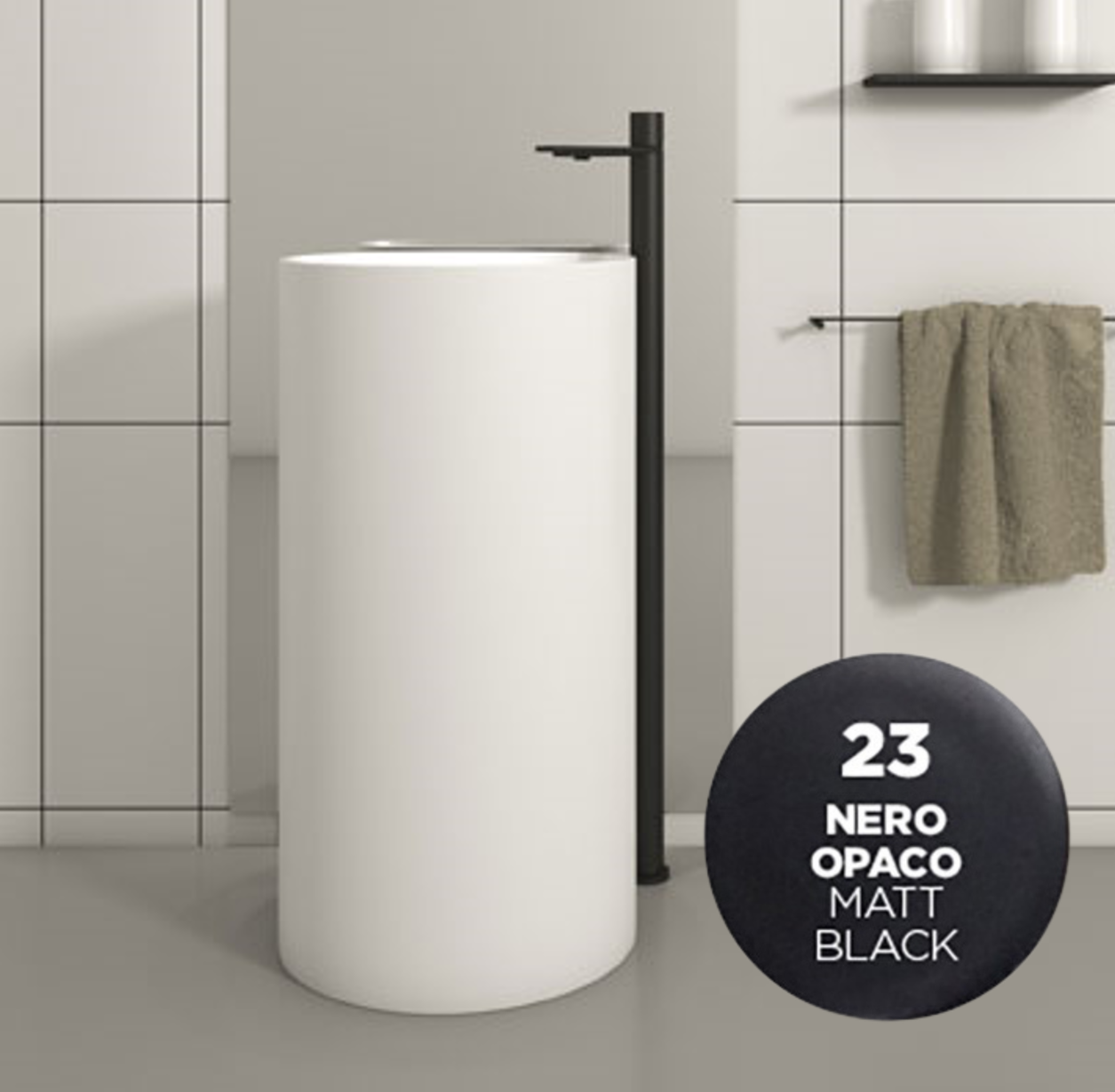 LIL4742023 Раковина напольная Tunnel Olympia из искусственного камня Livingtech (цвет - черный матовый)