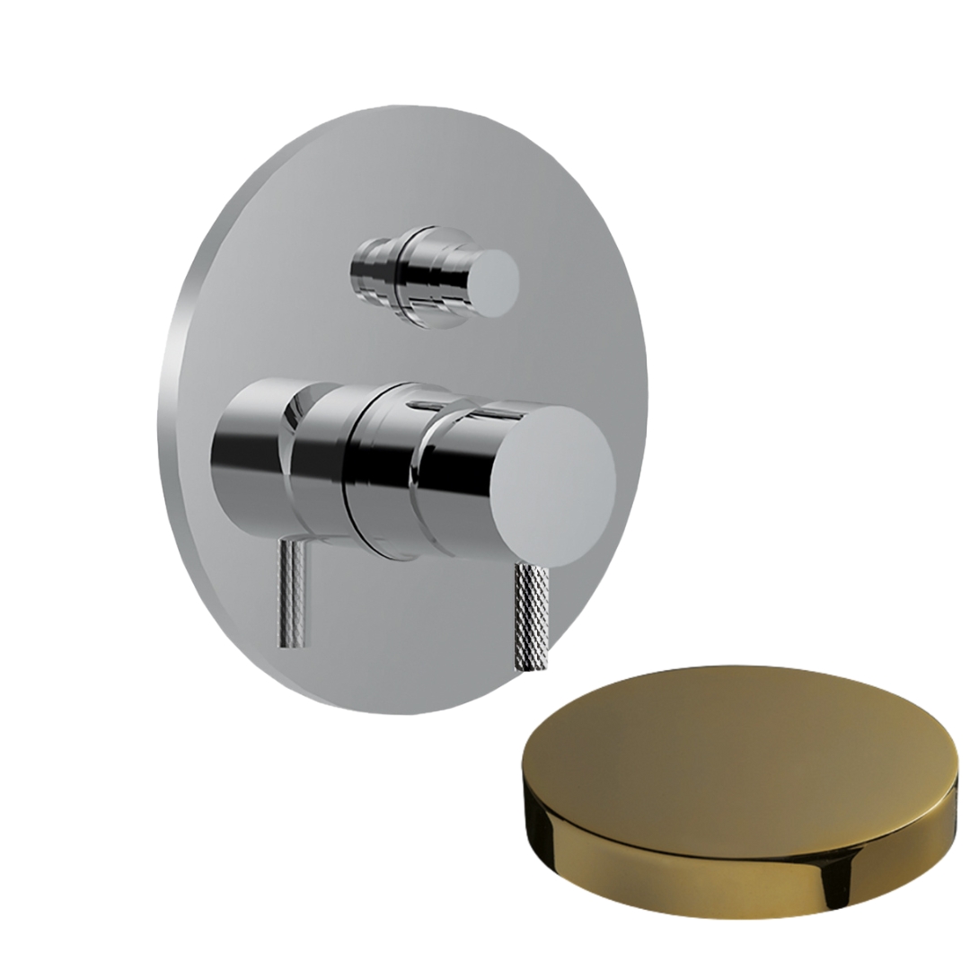 5963DEPO Внешняя часть смесителя для душа Giulini My Future Deluxe встраиваемого, на 2 режима, с кнопкой-переключателем (цвет - золото)