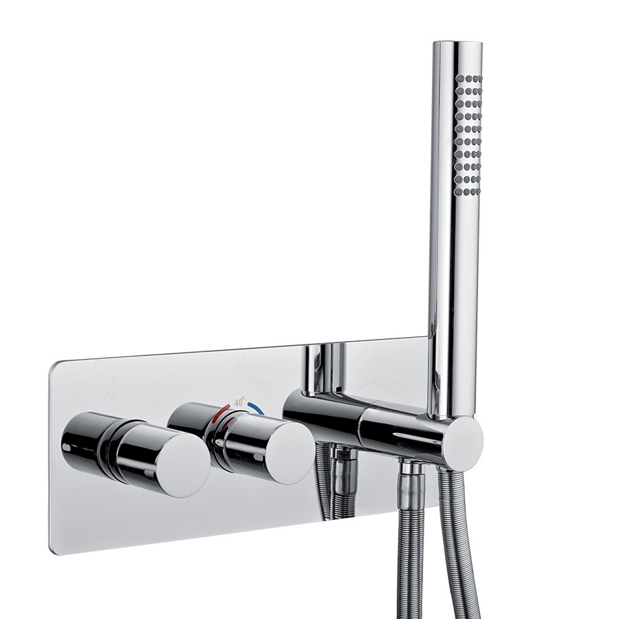 8279 Встраиваемый термостатический смеситель Giulini, интегрированный душевой комплект + 2 дополнительных выхода воды, встраиваемый бокс (цвет - Хром)