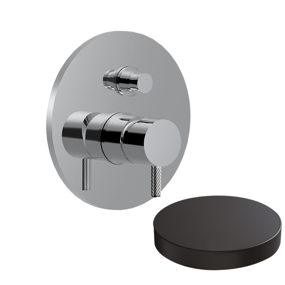 5963DEPNO Внешняя часть смесителя для душа Giulini My Future Deluxe встраиваемого, на 2 режима, с кнопкой-переключателем (цвет - черный матовый)