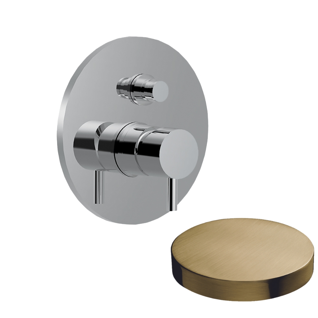 5963EPOSP Внешняя часть смесителя для душа Giulini My Future встраиваемого, на 2 режима, с кнопкой-переключателем (цвет - золото брашированное)