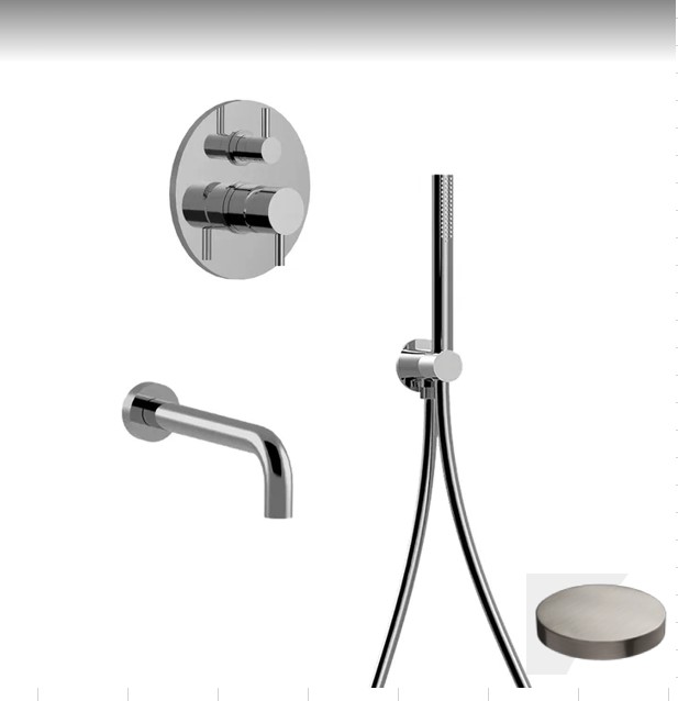 5903DEPNKO Внешняя часть комплекта на ванную Giulini My Future встраиваемого, смеситель, излив, ручной душ Duplex (цвет - никель матовый)