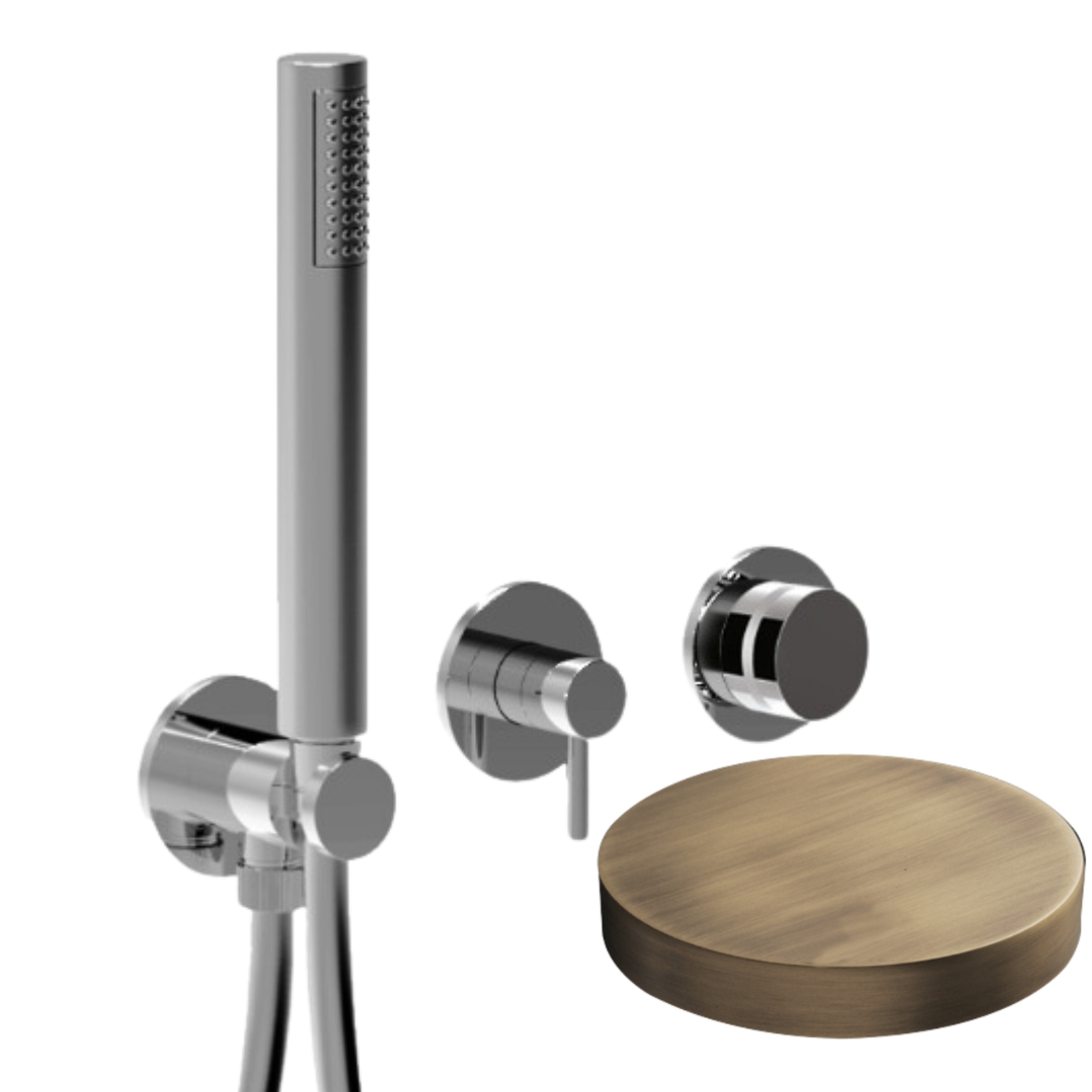 MRX5302EPBROP Внешняя часть встраиваемого смесителя для душа Giulini My Ring на 3 режима, однорычажный, поворотный переключатель, ручной душ + 2 доп. вывода воды  (цвет - бронза матовая)