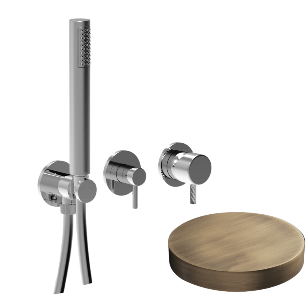 59X5301DEPBROP Внешняя часть встраиваемого смесителя для душа Giulini My Future Deluxe на 2 режима, однорычажный, поворотный переключатель, ручной душ + 1 доп. вывод воды (цвет - бронза матовая)