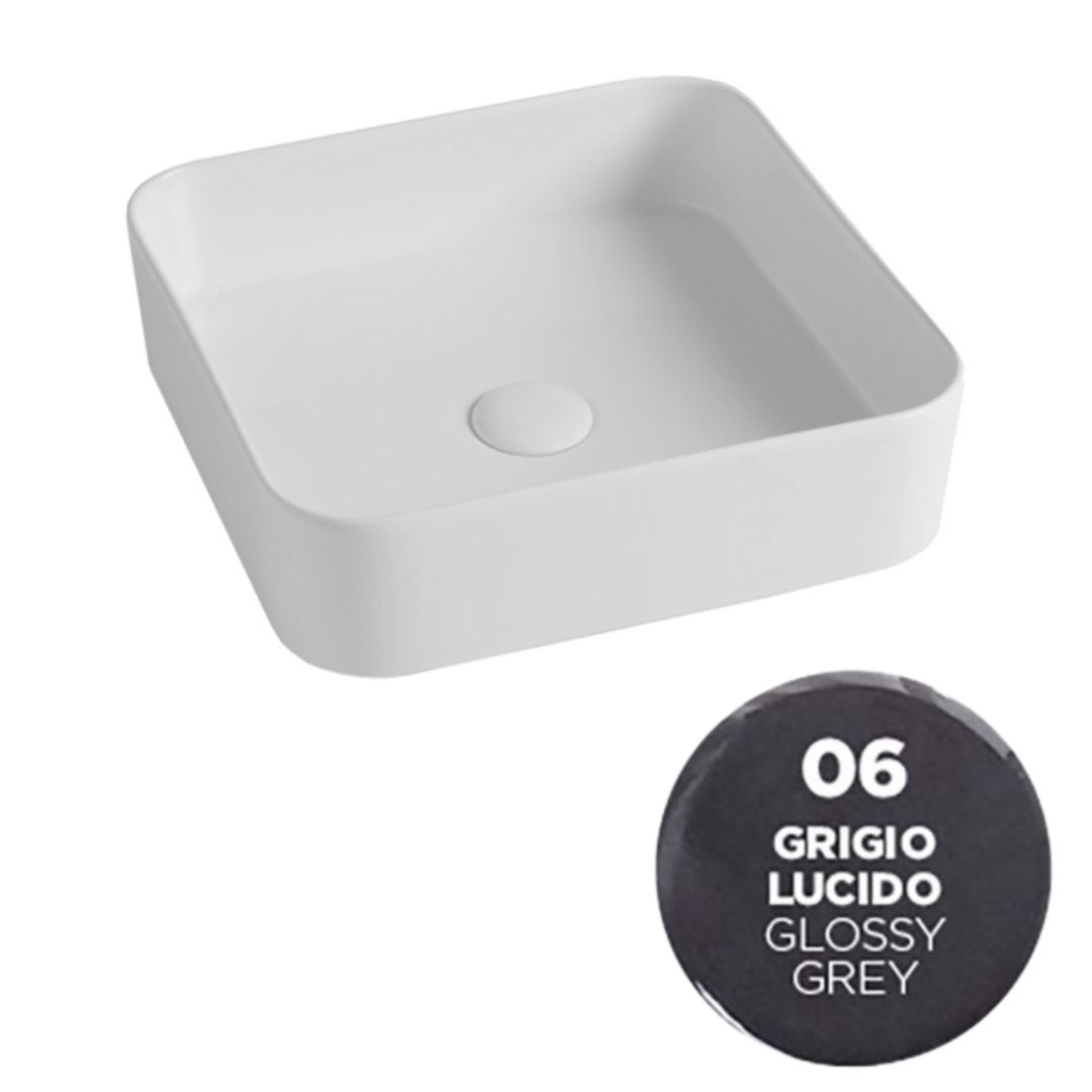 SMA42QU4006 Раковина накладная Olympia Smash, 40x40x11.5 см (цвет - серый глянцевый)