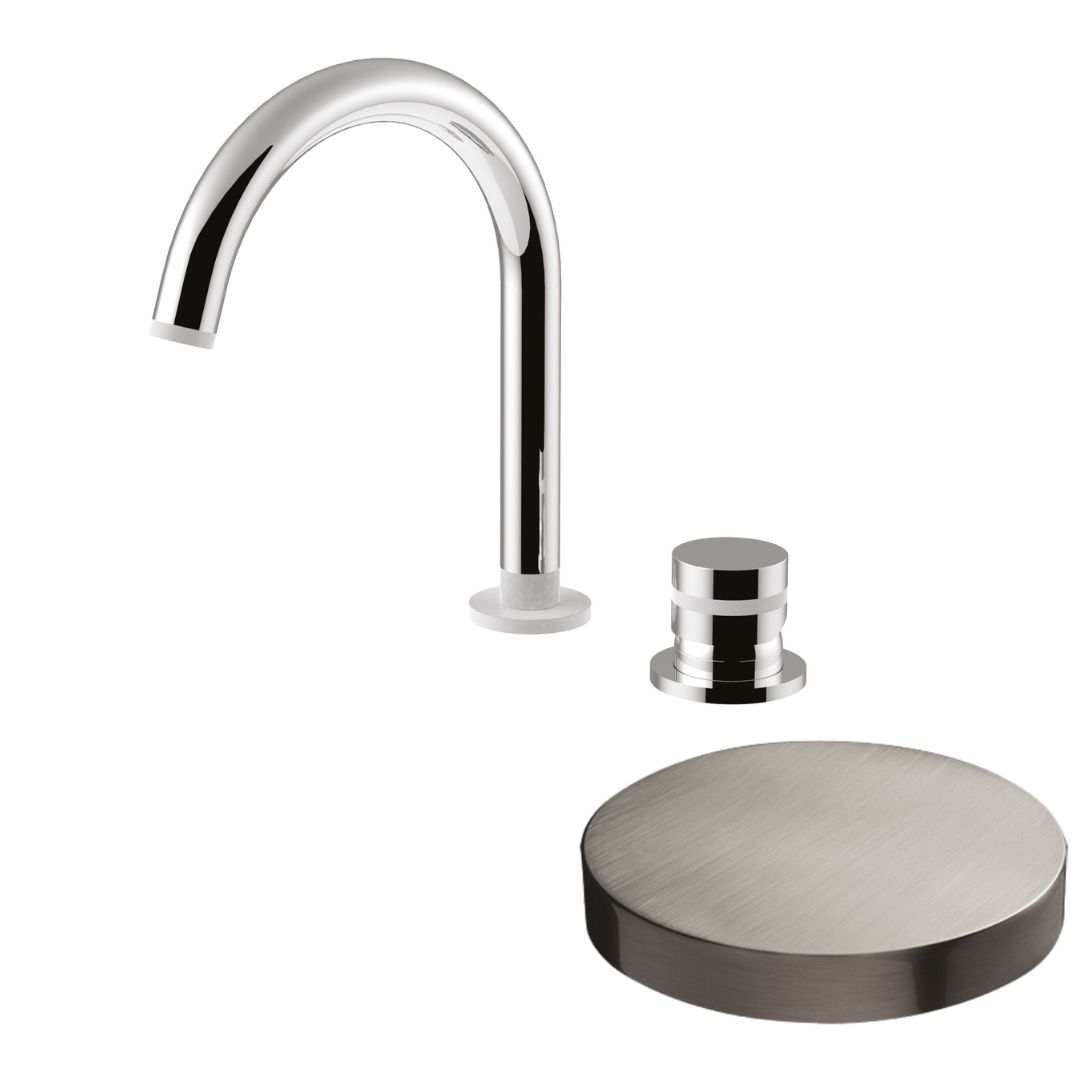 MR0040/SCNKO Смеситель для раковины Giulini My Ring на 2 отверстия, однорычажный, поворотный излив, без донного клапана (цвет - никель матовый)