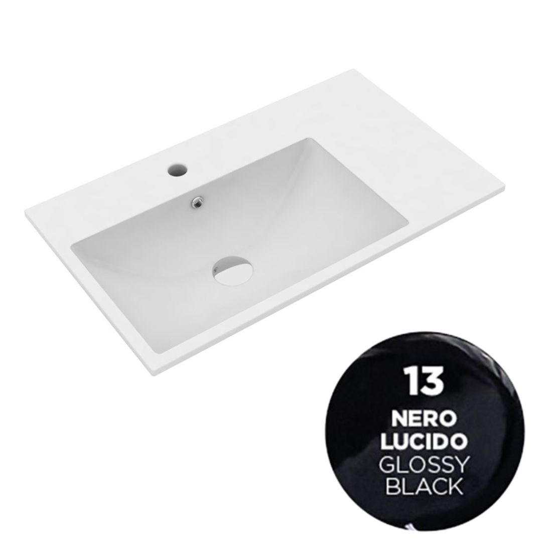 TUE4890113 Раковина Olympia Tutto Evo 90x45 см, с 1 отв. подвесная/встраиваемая (цвет - черный глянцевый)