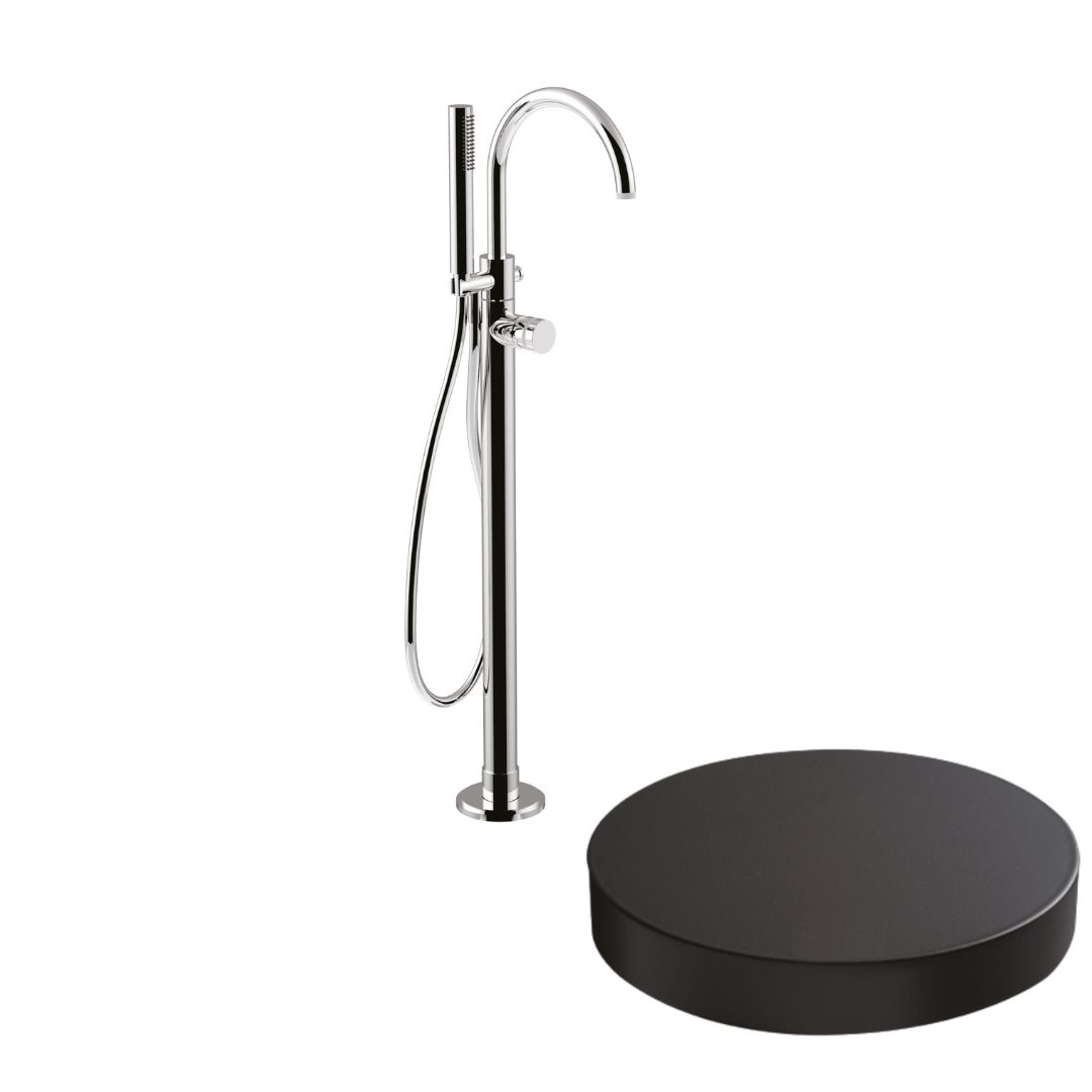 MR0092EPNO Внешняя часть: Напольный смеситель для ванны Giulini My Ring отдельностоящий, излив, ручной душ  (цвет - черный матовый)