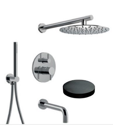 5970EPNKO Внешняя часть для встраиваемого комплекта для душа Giulini My Future, на 3 режима, верхний душ Ø 250, ручной душ, излив на ванну (цвет - никель матовый)