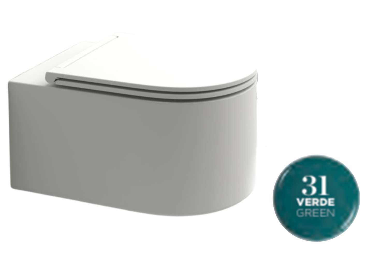 MON1202V31 Унитаз подвесной Olympia Monolith, система смыва скрытый торнадо, с креплениями (цвет - зеленый глянцевый)