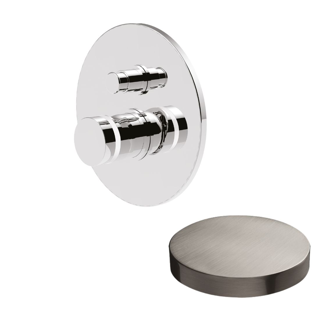 MR0063EPNKO Внешняя часть: Встраиваемый смеситель для душа Giulini My Ring, однорычажный, с кнопкой-переключателем, на 2 режима (цвет - никель матовый)