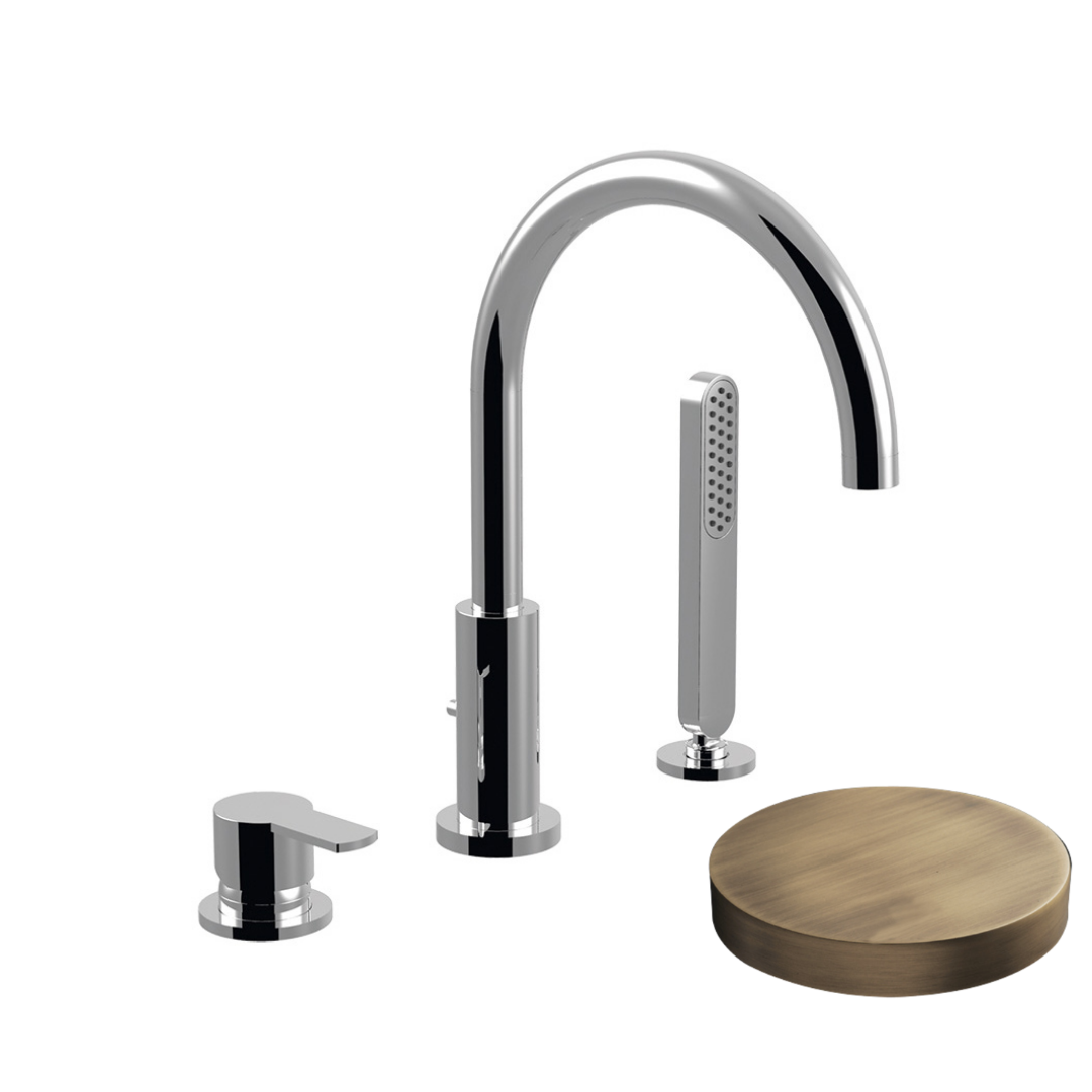 5865BDBROP Комплект на борт ванны Giulini Surf на 3 отверстия,излив с дивертером (цвет - бронза матовая)