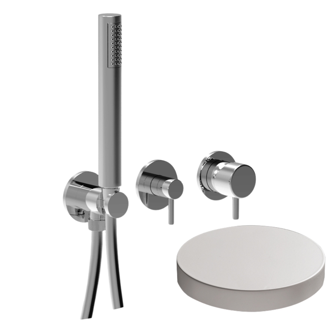 59X5301EPBO Внешняя часть встраиваемого смесителя для душа Giulini My Future на 2 режима, однорычажный, поворотный переключатель, ручной душ + 1 доп. вывод воды (цвет - белый матовый)