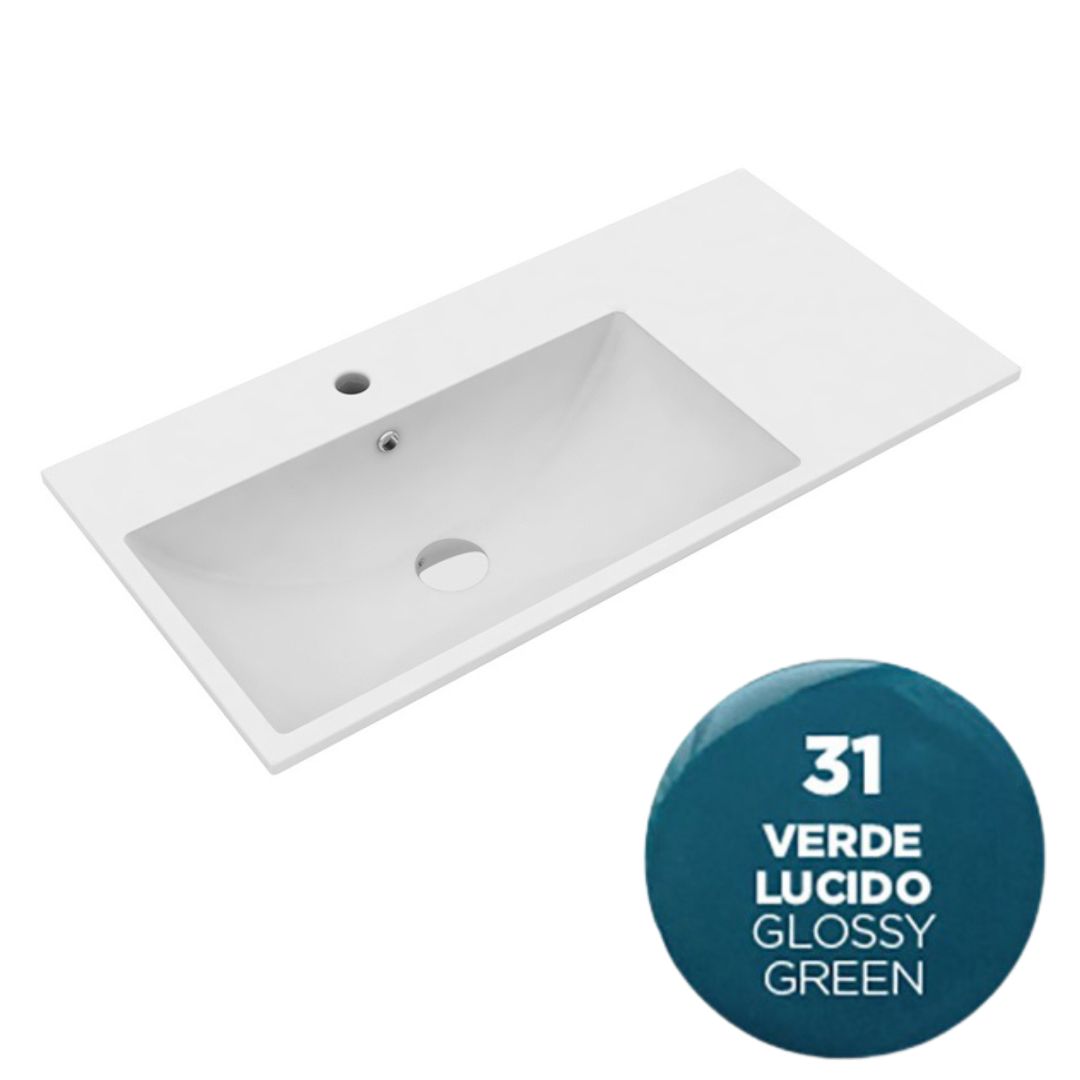 TUE4875131 Раковина Olympia Tutto Evo 75x45 см, с 1 отв. подвесная/встраиваемая (цвет - зеленый глянцевый)
