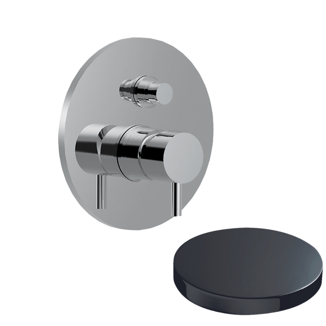 5963CRN Смеситель для душа Giulini My Future встраиваемый, на 2 режима, с кнопкой-переключателем (цвет - хром черный глянц)