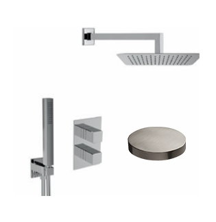 8270/67EPNKO Внешняя часть встроенного термостатического смесителя для душа Giulini с поворотным переключателем, душевой набор, настенный  кронштейн, душевая лейка из нержавеющей стали 250x250 (цвет - никель матовый)