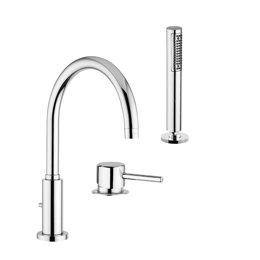 6565BD Однорычажный смеситель Giulini Futuro на 3 отверстия на борт ванны, излив с дивертером (цвет - хром)