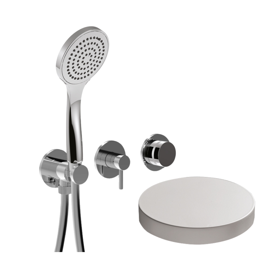 MRX5302EPBO Внешняя часть встраиваемого смесителя для душа Giulini My Ring на 3 режима, однорычажный, поворотный переключатель, ручной душ + 2 доп. вывода воды  (цвет - белый матовый)