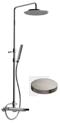 5808WCS25XDLNKO Душевая колонна внешнего монтажа Giulini Surf Deluxe однорычажная, ручной душ, верхний душ INOX Ø 250 (цвет - матовый никель)