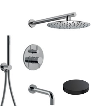 5970EPNO Внешняя часть для встраиваемого комплекта для душа Giulini My Future, на 3 режима, верхний душ Ø 250, ручной душ, излив на ванну (цвет - черный матовый)