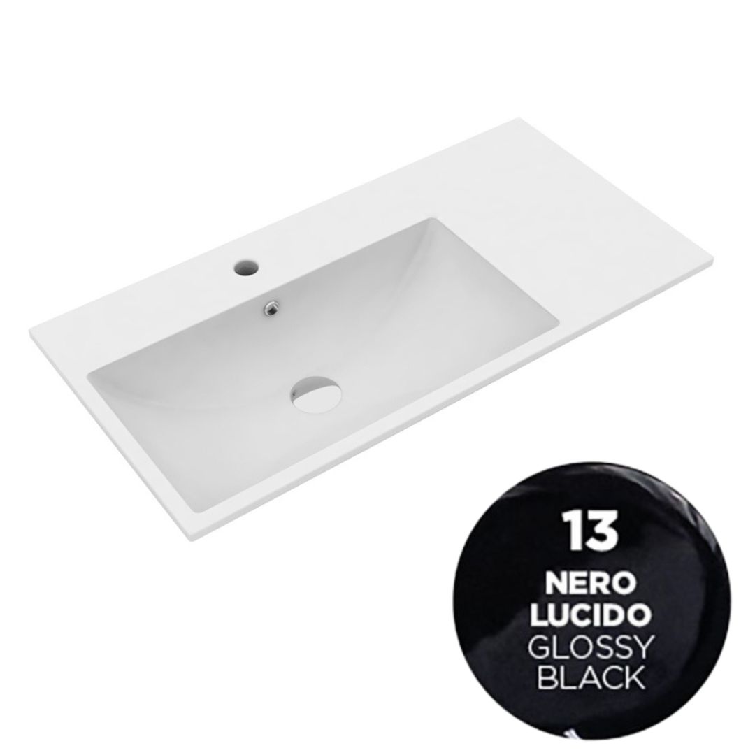 TUE4875113 Раковина Olympia Tutto Evo 75x45 см, с 1 отв. подвесная/встраиваемая (цвет - черный глянцевый)
