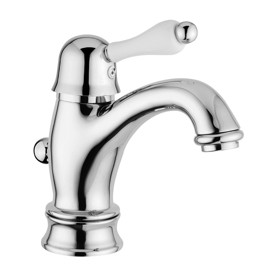 9541ACE Однорычажный смеситель для раковины Giulini Harmony, донный клапан, ручка белая керамика (цвет - хром)