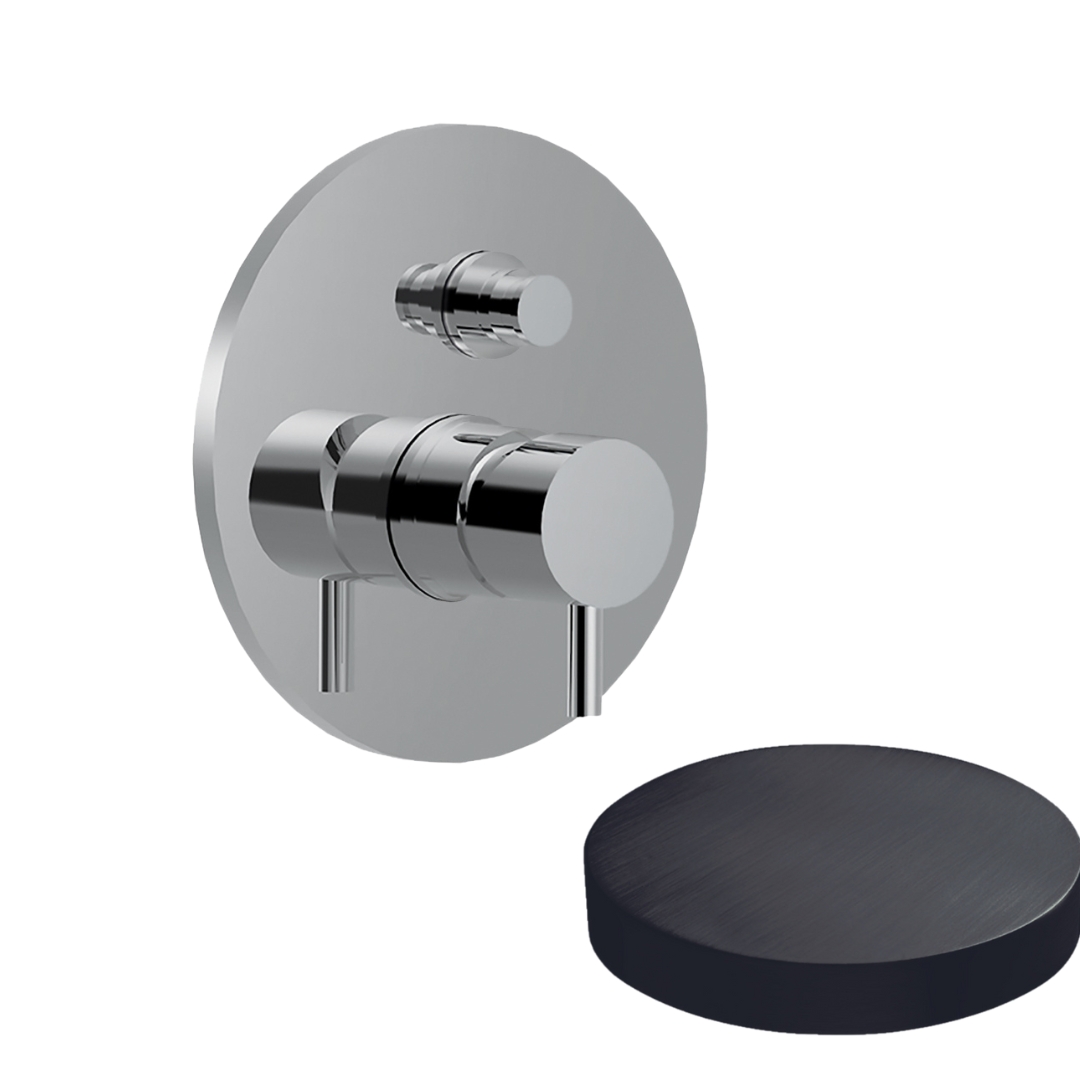 5963EPCRNS Внешняя часть смесителя для душа Giulini My Future встраиваемого, на 2 режима, с кнопкой-переключателем (цвет - ганметал)