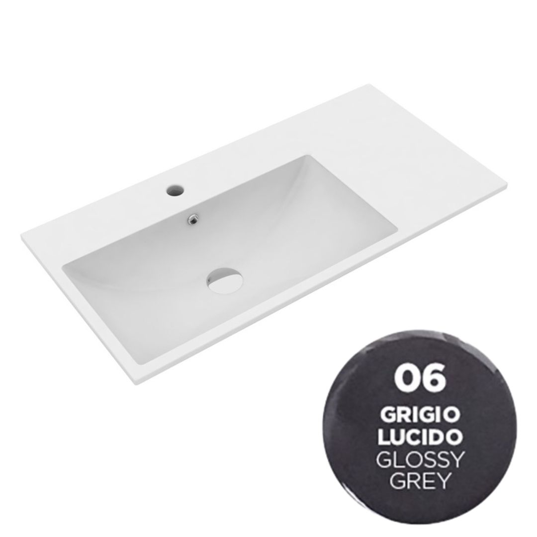 TUE4875106 Раковина Olympia Tutto Evo 75x45 см, с 1 отв. подвесная/встраиваемая (цвет - серый глянцевый)