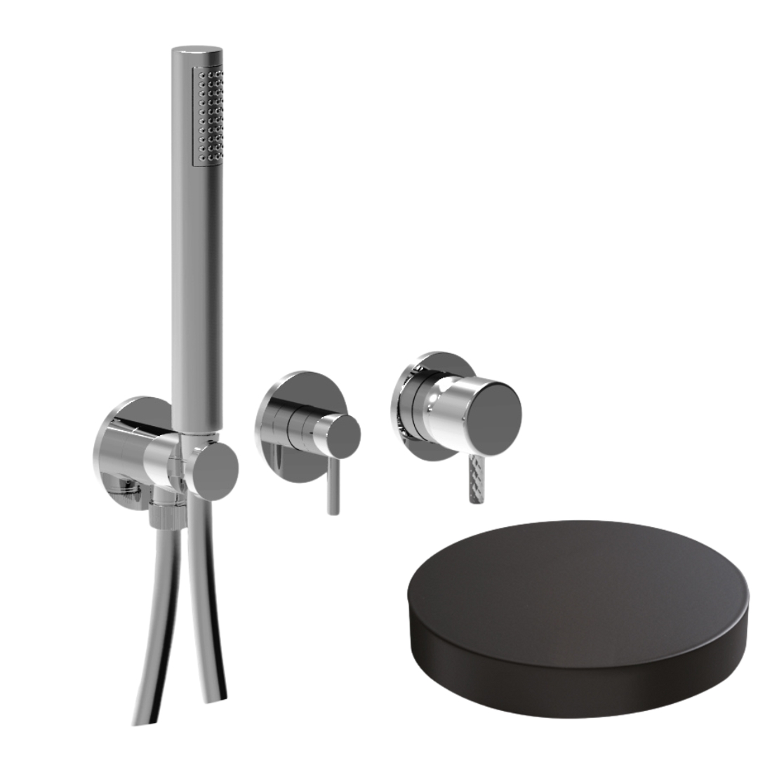 59X5302DEPNO Внешняя часть смесителя для душа Giulini My Future Deluxe на 3 режима, однорычажный, поворотный переключатель, ручной душ + 2 доп. вывода воды (цвет - черный матовый)