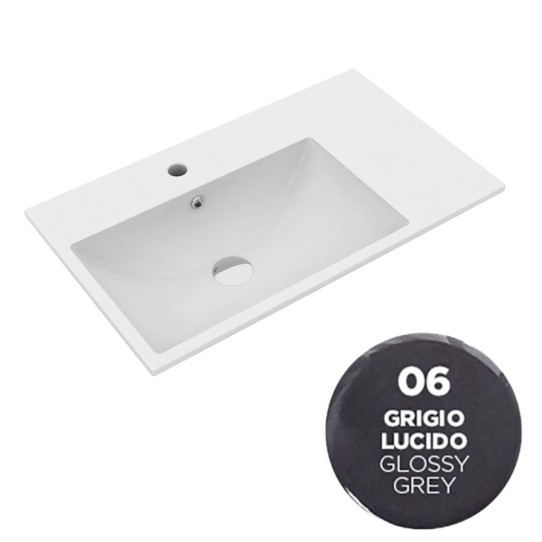 TUE4890106 Раковина Olympia Tutto Evo 90x45 см, с 1 отв. подвесная/встраиваемая (цвет - серый глянцевый)