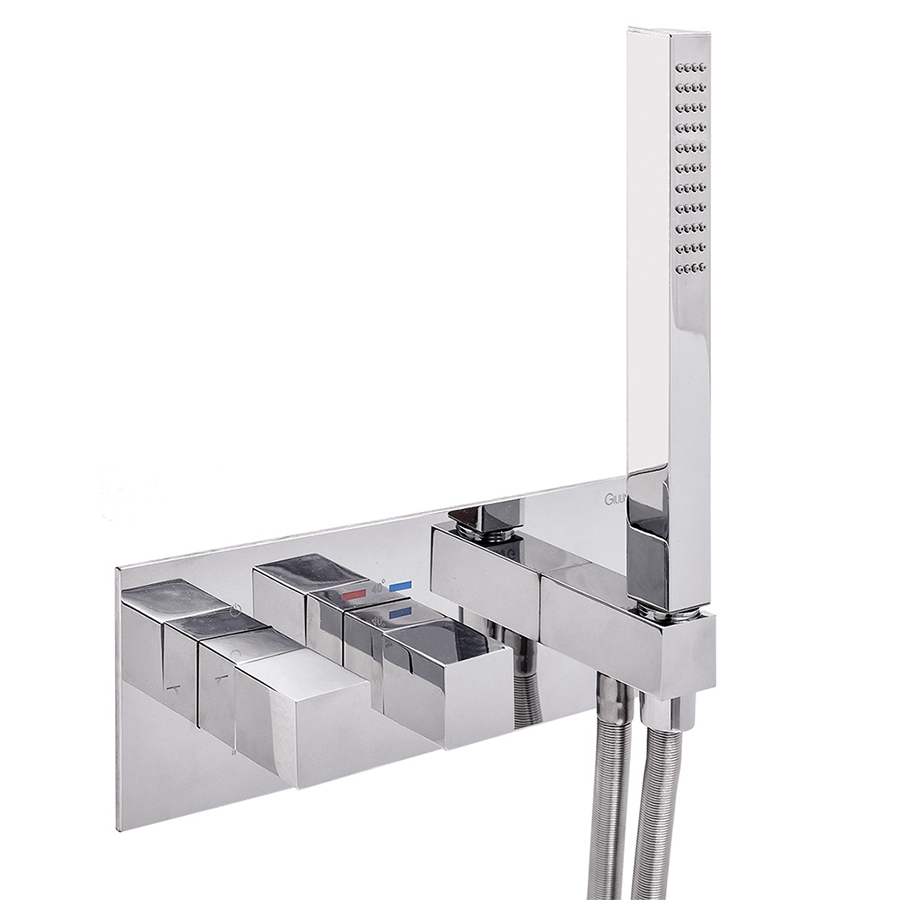 8272 Встраиваемый термостатический смеситель Giulini Pablolux с 2 выходами, встраиваемый бокс (цвет - хром)